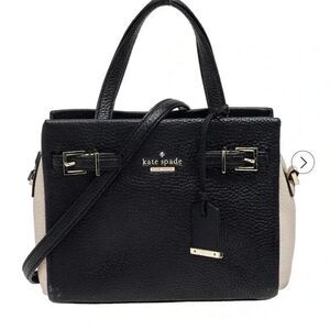 Kate Spade Navy Blue/Beige Leather Holden Street Lanie Shoulder Bag
